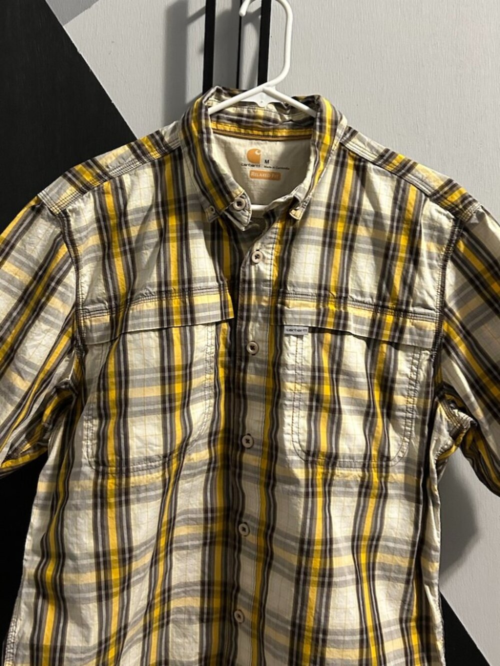 Carhartt Force Plaid Relaxed Fit SS Button Down Vented Outdoor Men's Size M